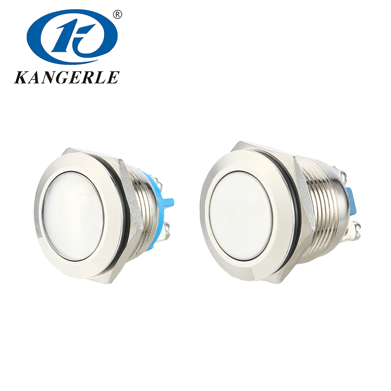 19MM金屬按鈕開(kāi)關(guān)螺絲腳平頭高頭按鍵自復(fù)位