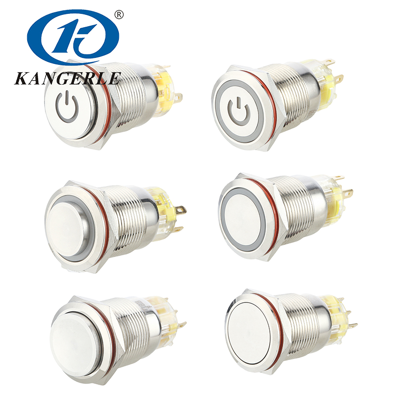 19MM金屬按鈕開(kāi)關(guān)品質(zhì)款帶LED電源燈自復(fù)自鎖